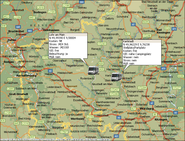 Stellpltze Karlstadt und Lohr a. Main
